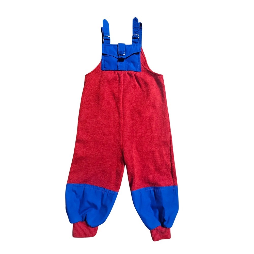 Vintage Tiny Togs Mervyns Colorblock Knit Overalls Baby 18 Mos Retro Kidcore